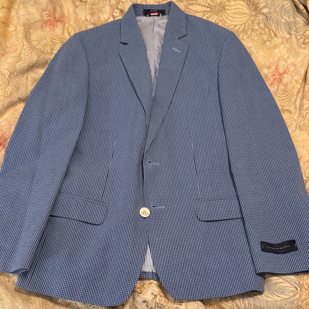 Boys Tommy Hilfiger Blue Patterned Sport Coat